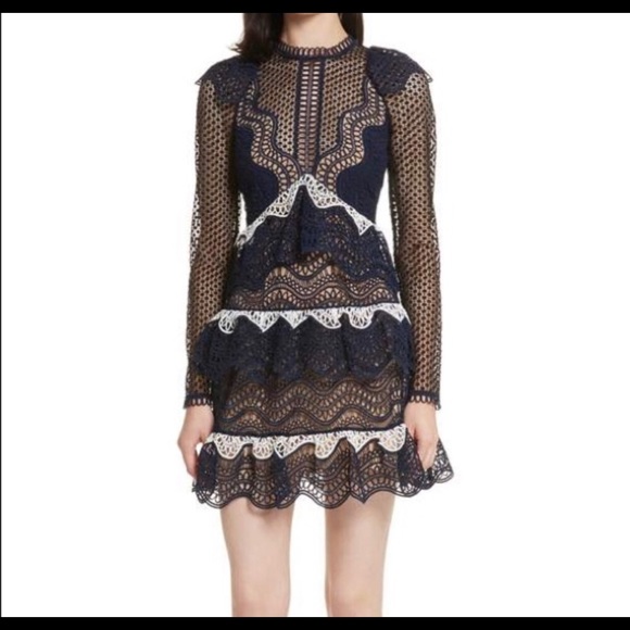 self portrait wave guipure mini dress